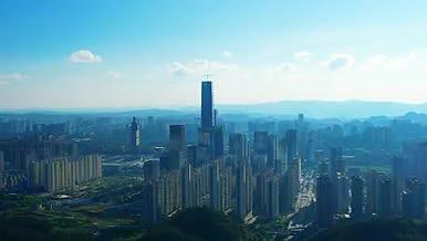 4K震撼航拍贵阳CBD商务高楼蓝天白云视频的预览图